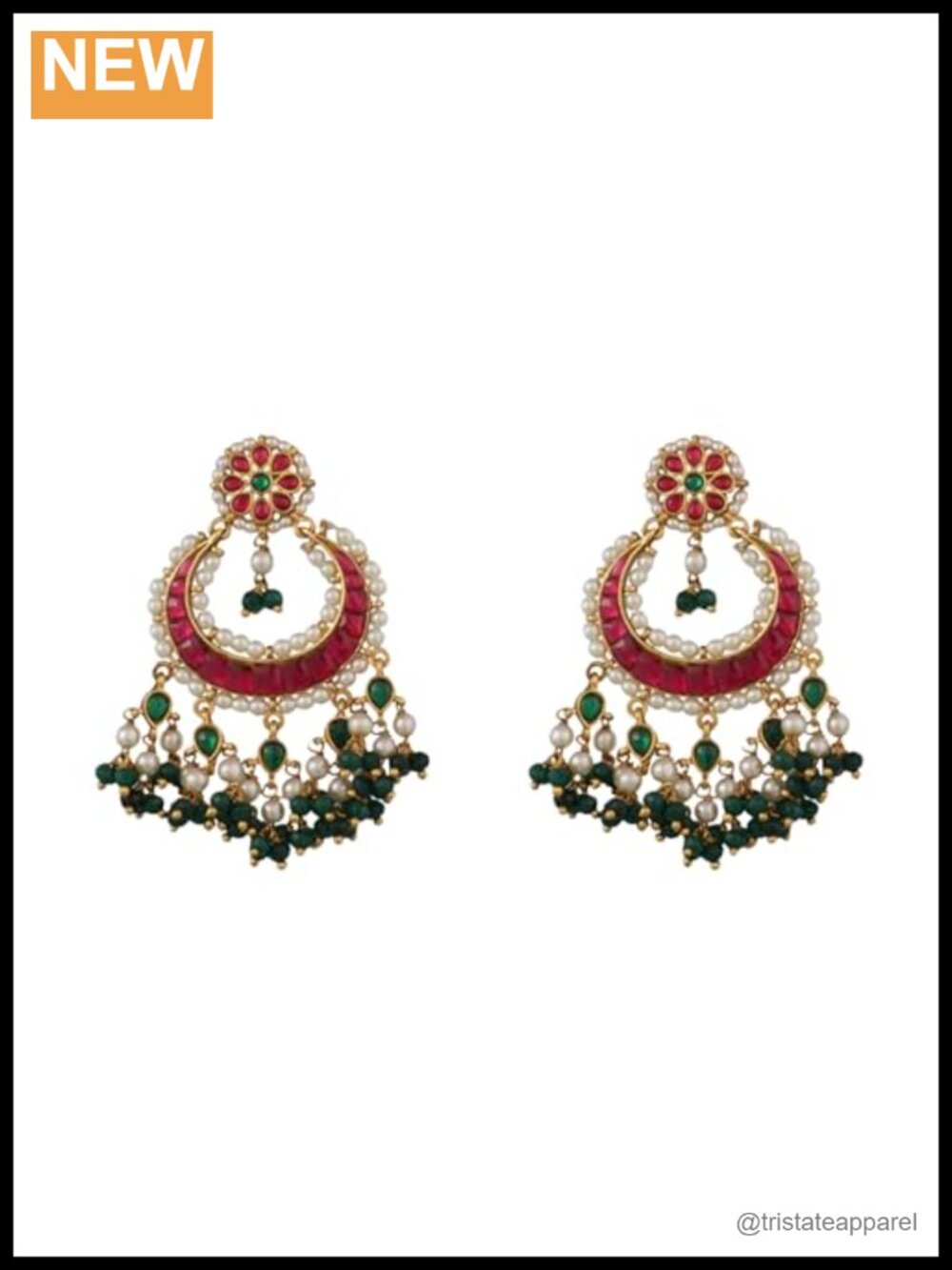 TARINIKA Antique Brass Gold Plated CZ Drop Dangle Earrings Indian Jewelry